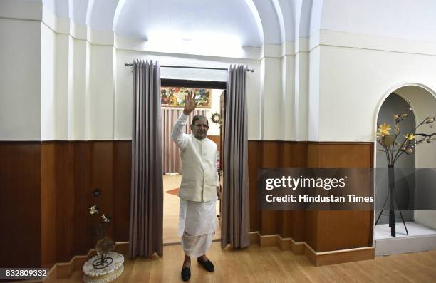 Leader Sharad Yadav during a press conference at his residence on August 16, 2017 in New Delhi, India. Veteran leader Sharad Yadav will stage a show...