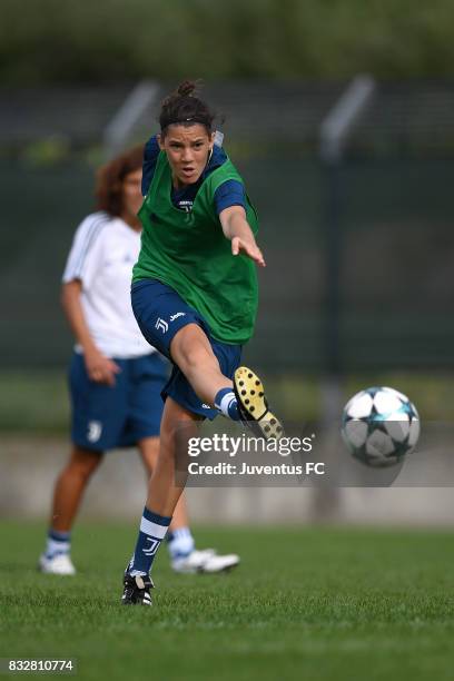 Giulia Mancuso of Juventus Women during a training session on August 16, 2017 in Aymavilles near Aosta, Italy.