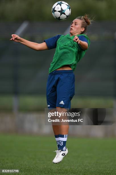 Aurora Galli of Juventus Women during a training session on August 16, 2017 in Aymavilles near Aosta, Italy.