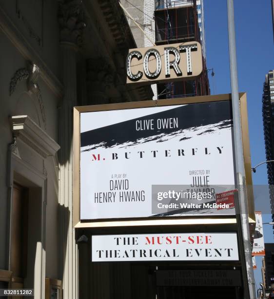 Theatre Marquee unveiling for the David Henry Hwang play 'M. Butterfly' directed by Julie Taymor and starring Clive Owen at The Cort Theatre on...