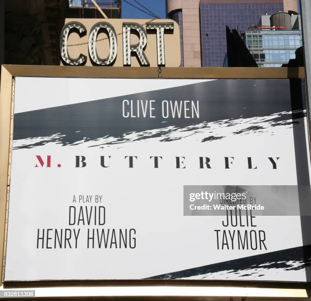 Theatre Marquee unveiling for the David Henry Hwang play 'M. Butterfly' directed by Julie Taymor and starring Clive Owen at The Cort Theatre on...