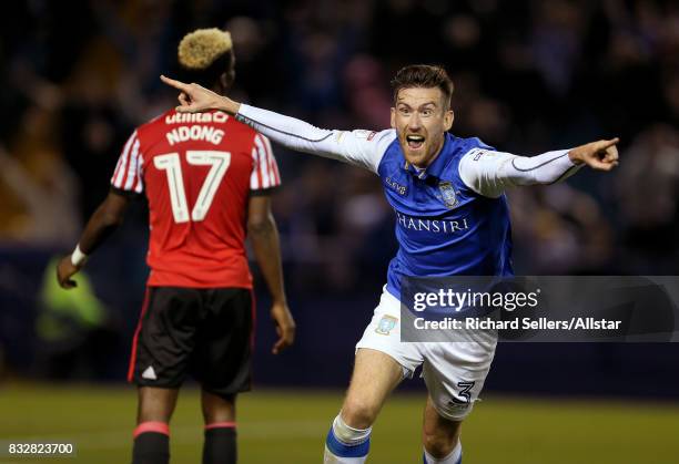 David Jones of Sheffield Wednesday celebrates during the Sky Bet Championship match between Sheffield Wednesday and Sunderland at Hillsborough on...