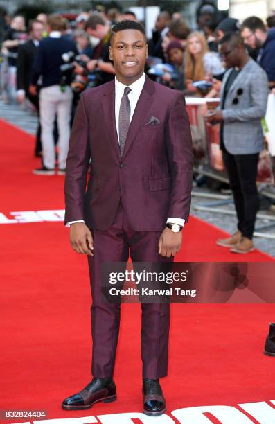 John Boyega arrives for the European Premiere of 'Detroit' at The Curzon Mayfair on August 16, 2017 in London, England.