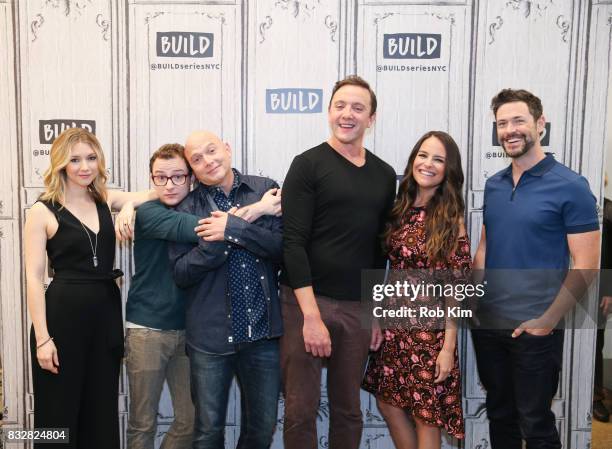 The cast of "The Tick" Valorie Curry, Griffin Newman, Michael Cerveris, Peter Serafinowicz, Yara Martinez and Brendan Hines visit at Build Studio on...