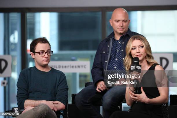 Griffin Newman, Michael Cerveris and Valorie Curry of "The Tick" visit at Build Studio on August 16, 2017 in New York City.