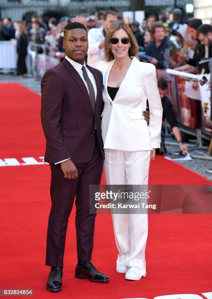 John Boyega and Kathryn Bigelow arrive for the European Premiere of 'Detroit' at The Curzon Mayfair on August 16, 2017 in London, England.