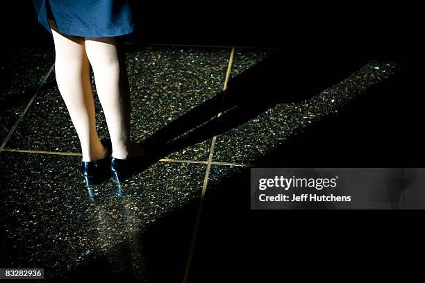 Woman stands on the marble floor of a hotel lobby near the Yangtze River near the Three Gorges Dam Project on November 2, 2007 outside of the town of...