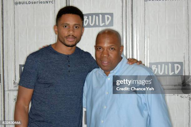 Nnamdi Asomugha and Carl King attend Build series to discuss "Crown Heights" at Build Studio on August 16, 2017 in New York City.