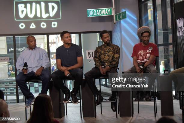Carl King, Nnamdi Asomugha, Lakeith Stanfield and Colin Warner attend Build series to discuss "Crown Heights" at Build Studio on August 16, 2017 in...