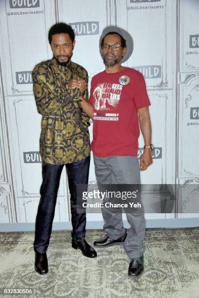Lakeith Stanfield and Colin Warner attend Build series to discuss "Crown Heights" at Build Studio on August 16, 2017 in New York City.