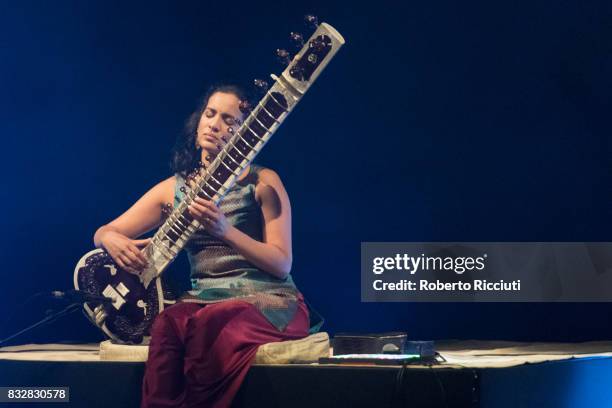 Anoushka Shankar performs on stage at Usher Hall as part of the 70th Edinburgh International Festival on August 16, 2017 in Edinburgh, Scotland.