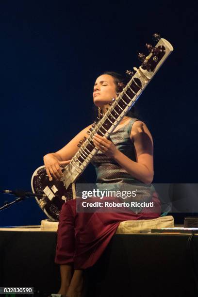 Anoushka Shankar performs on stage at Usher Hall as part of the 70th Edinburgh International Festival on August 16, 2017 in Edinburgh, Scotland.