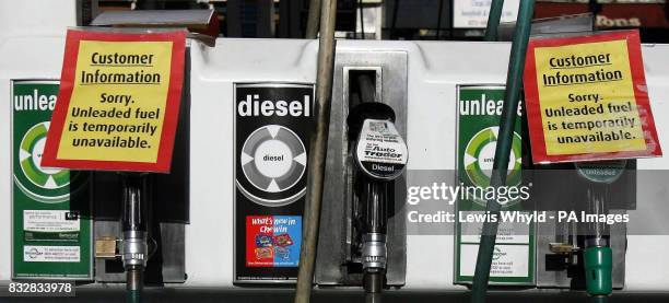 Sign showing unleaded petrol is unavailable at Morrisons in Camden.