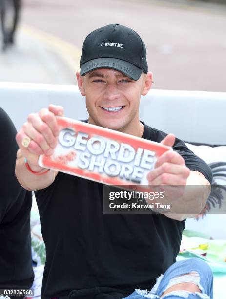 Scotty T attends the Geordie Shore series 15 "Shag Pad on Tour " cast launch at Tower Bridge on August 16, 2017 in London, England.