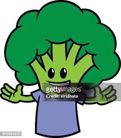 Cartoon Broccoli Character Wearing A Tshirt High-Res Vector Graphic - Getty  Images