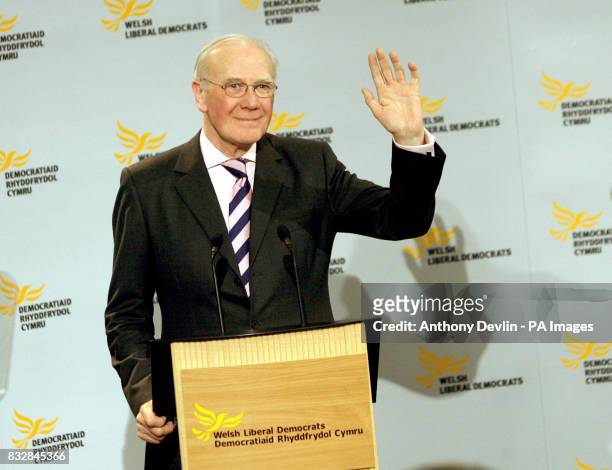 Liberal Democrat leader Menzies Campbell waves after addressing the Welsh Liberal Democrats spring conference at the Richard Ley Development Cente in...