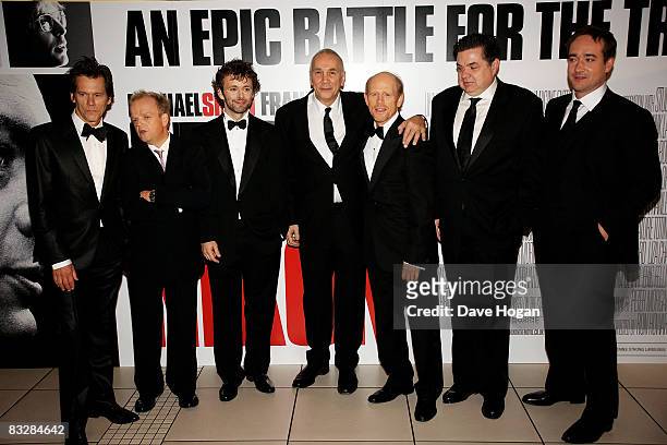 Kevin Bacon, Toby Jones, Micheal Sheen, Frank Lagalla, Ron Howard, Oliver Platt and Matthew McFadyen attend the premiere of 'Frost/Nixon' at the...