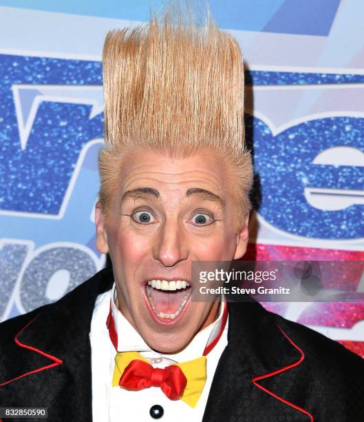 Bello Nock arrives at the Premiere Of NBC's "America's Got Talent" Season 12 at Dolby Theatre on August 15, 2017 in Hollywood, California.