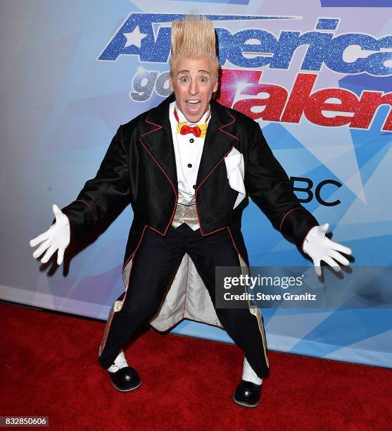 Bello Nock arrives at the Premiere Of NBC's "America's Got Talent" Season 12 at Dolby Theatre on August 15, 2017 in Hollywood, California.