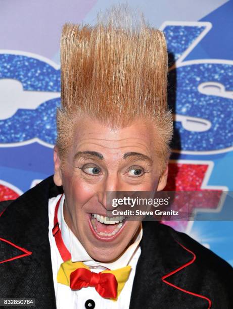 Bello Nock arrives at the Premiere Of NBC's "America's Got Talent" Season 12 at Dolby Theatre on August 15, 2017 in Hollywood, California.