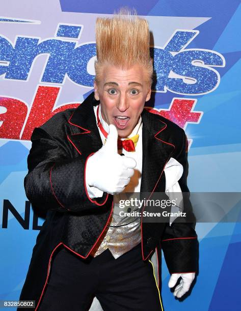 Bello Nock arrives at the Premiere Of NBC's "America's Got Talent" Season 12 at Dolby Theatre on August 15, 2017 in Hollywood, California.