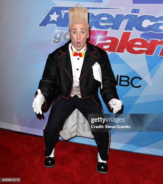 Bello Nock arrives at the Premiere Of NBC's "America's Got Talent" Season 12 at Dolby Theatre on August 15, 2017 in Hollywood, California.