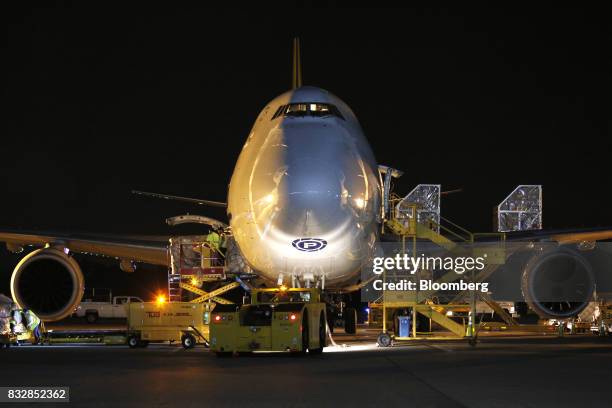 Cargo jet sits parked at the DHL Worldwide Express hub of Cincinnati/Northern Kentucky International Airport in Hebron, Kentucky, U.S., on Wednesday,...