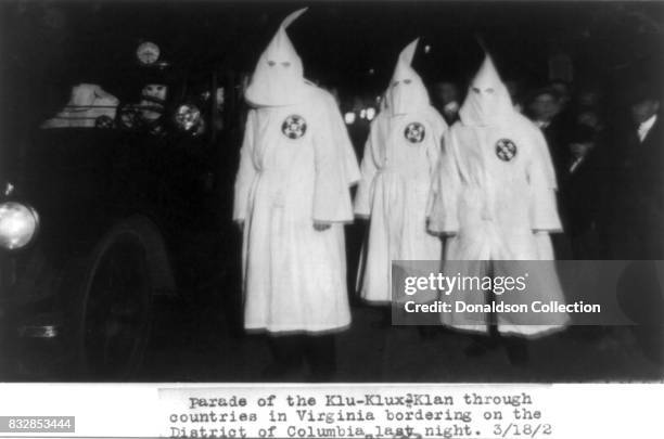 Parade of the Ku Klux Klan through counties in Virginia bordering on the District of Columbia on March 18, 1922.