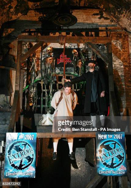 Tourist attraction London Dungeon recreates an 18th century hanging using stunt performers to herald the opening of its new Easter ride - Extremis:...