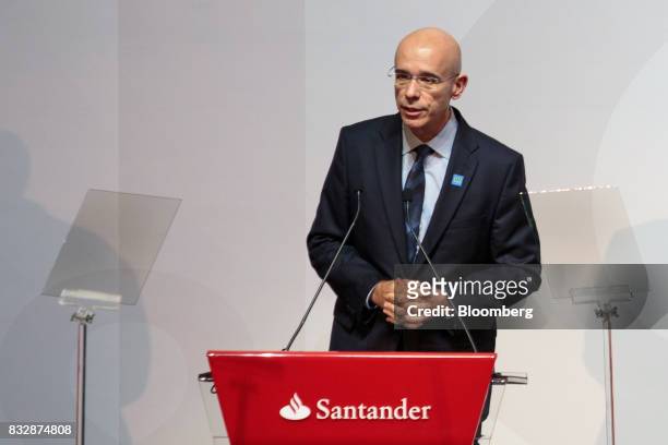 Sergio Rial, chief executive officer for Banco Santander Brasil SA, speaks during the Annual Santander Conference in Sao Paulo, Brazil, on Wednesday,...