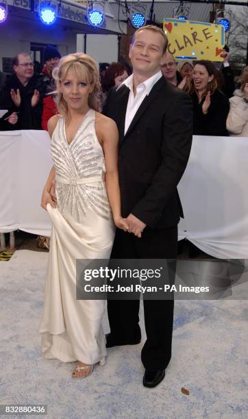 Clare Buckfield and Andrei Lipanov arrive for the Dancing On Ice Celebrity Extravaganza at Elstree Studios in north London.