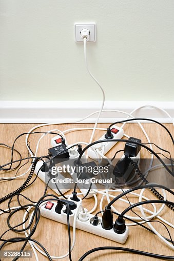 Power strips connected to wall outlet Power strips connected to wall outlet