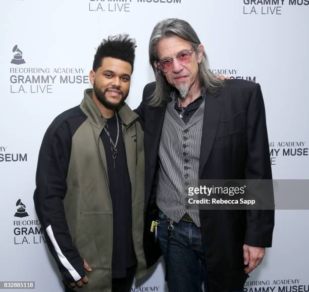 The Weeknd and Executive Director of the GRAMMY Museum Scott Goldman at A Special Performance By The Weeknd at The GRAMMY Museum on August 15, 2017...