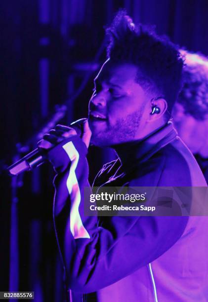 The Weeknd performs at A Special Performance By The Weeknd at The GRAMMY Museum on August 15, 2017 in Los Angeles, California.