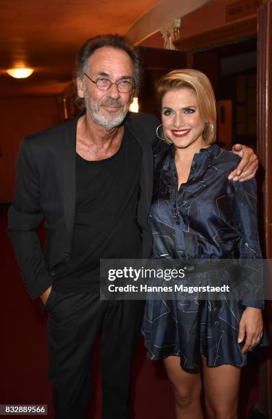 Hugo Egon Balder and Jeanette Biedermann during the 'Aufguss' premiere at Komoedie im Bayerischen Hof on August 16, 2017 in Munich, Germany.