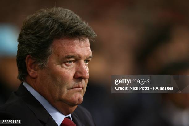 John Toshack, Wales manager on the touchline.