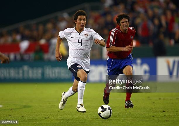 Jose Francisco Torres of the USA paces the ball on the attack during their FIFA World Cup 2010 qualifying match against Cuba on October 11, 2008 at...