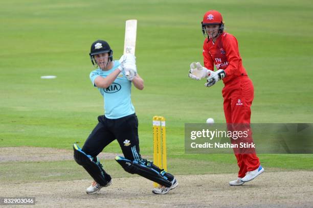 Natalie Sciver of Surrey Stars batting during the Kia Super League 2017 match between Lancashire Thunder and Surrey Stars at Old Trafford on August...