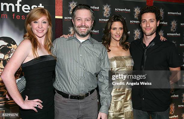 Rachel Kerbs, Toby Wilkins, Jill Wagner and Paulo Costanzo attend the premiere of Magnolia Pictures' "Splinter" at the Mann's Chinese Theater on...