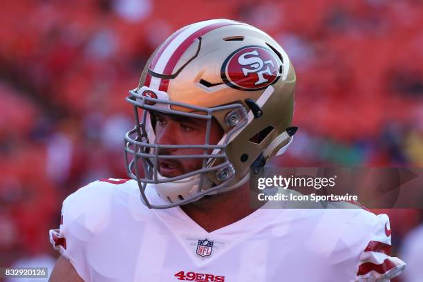 San Francisco 49ers offensive tackle Erik Magnuson before an NFL week 1 preseason game between the San Francisco 49ers and the Kansas City Chiefs on...