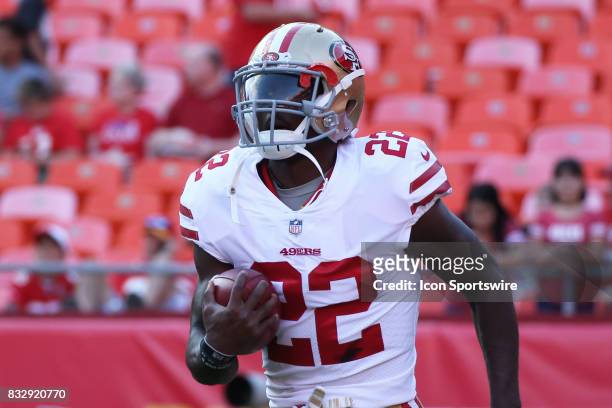 San Francisco 49ers running back Tim Hightower before an NFL week 1 preseason game between the San Francisco 49ers and the Kansas City Chiefs on...
