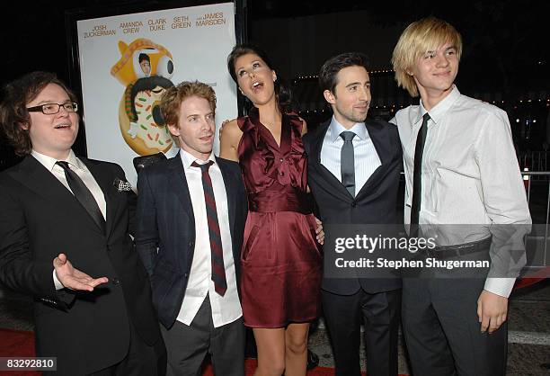 Actors Clark Duke, Seth Green, Amanda Crew, Josh Zuckerman and Mark L. Young attend the premiere of Summit Entertainment's "Sex Drive" at the Mann...