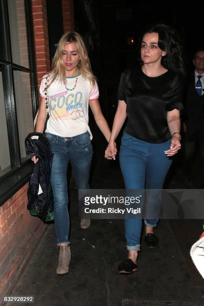 Sienna Miller and Hayley Squires seen after 'Cat on a Hot Tin Roof' on August 16, 2017 in London, England.