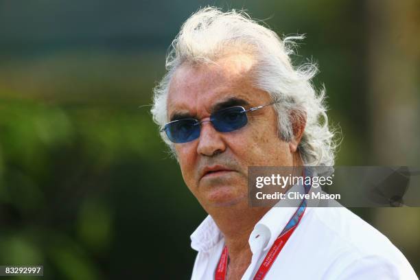 Renault F1 Team Principal Flavio Briatore is seen in the paddock during previews to the Chinese Formula One Grand Prix at the Shanghai International...