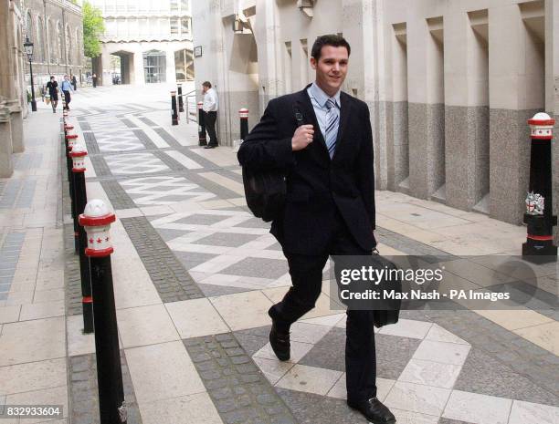 Tom Brennan arrives at the London City County Court, where he will claim that penalty fees charged by high street bank NatWest are unlawful.