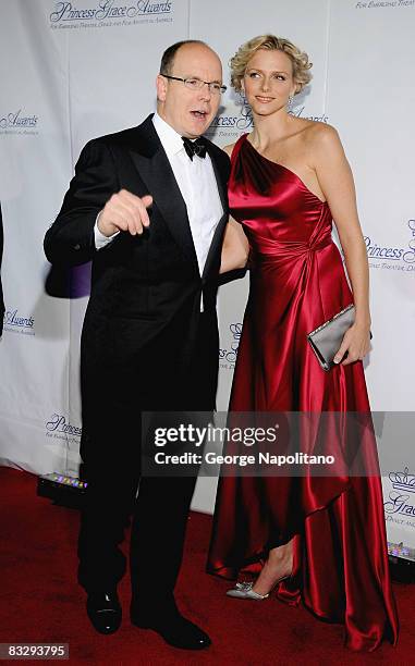 Prince Albert II of Monaco and Charlene Wittstock attend The Princess Grace Awards Gala at Cipriani 42nd Street on October 15, 2008 in New York City.