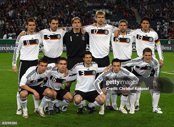 The team of Germany is seen during the FIFA 2010 World Cup Qualifier match between Germany and Wales at the Borussia Park on October 15, 2008 in...