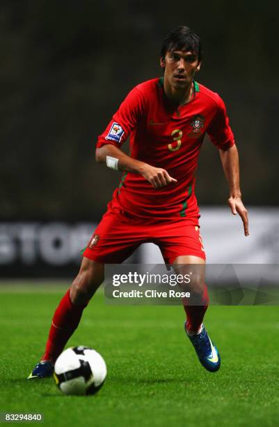 Paulo Ferreira of Portugal in action during the FIFA2010 Group One World Cup Qualifying match between Portugal and Albania at the Estadio Municipal...