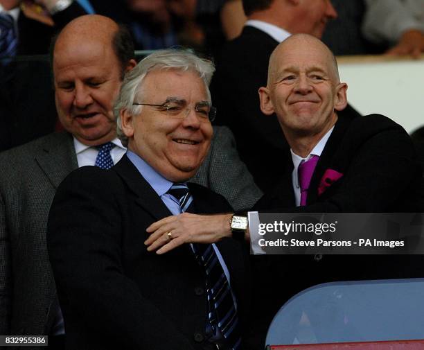 West Ham United's Icelandic owner Eggert Magnusson and Everton owner Bill Kenwright