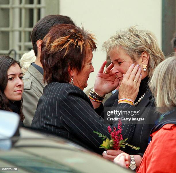 Claudia Haider , wife of Austrian far-right leader Joerg Haider attends the mouring service at the Landhaus Klagenfurt on October 16, 2008 in...